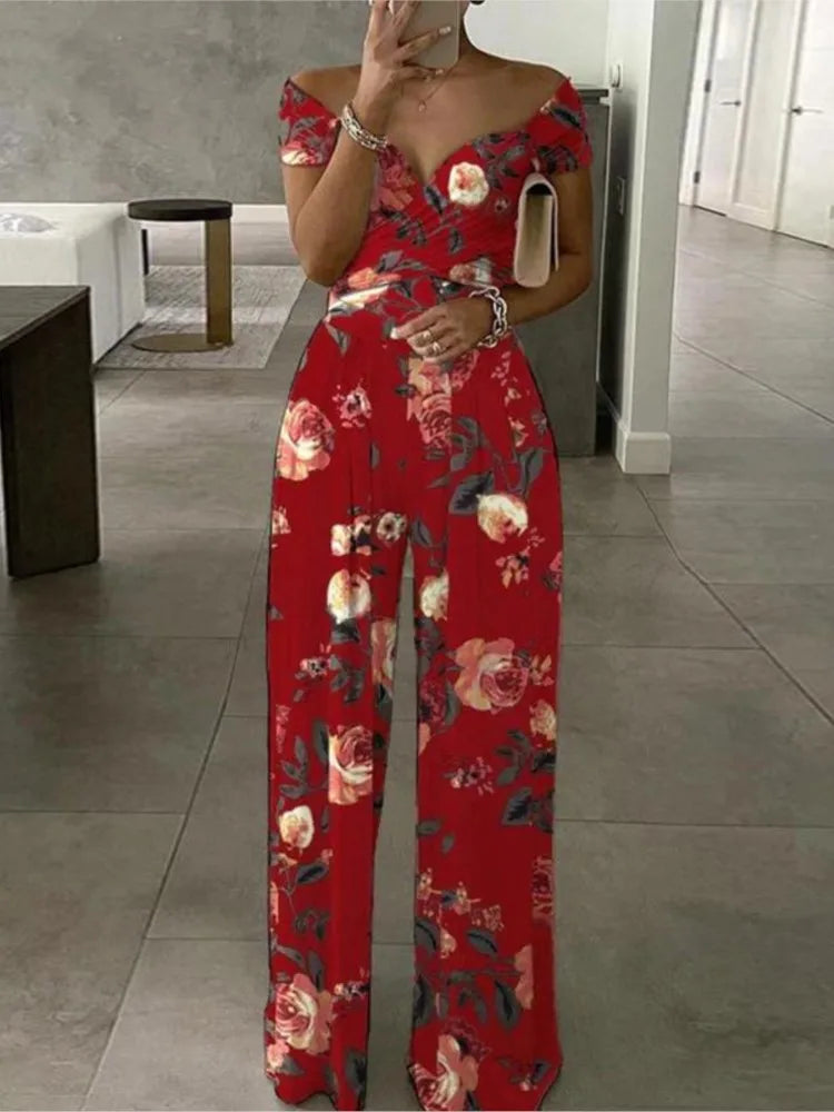Camille - Eleganter Armelloser Blumendruck Jumpsuit