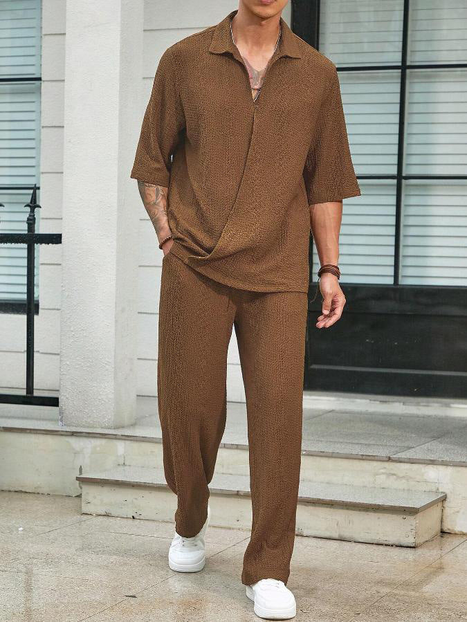 Rainer - Zweiteiliges Satz Kurzarmhemd mit Taschen und Hose mit lockerem Schnitt
