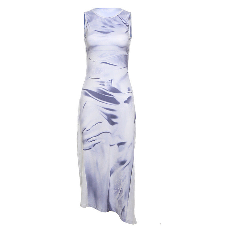 Sophia – Stilvolles ärmelloses bedrucktes Kleid mit Rundhalsausschnitt