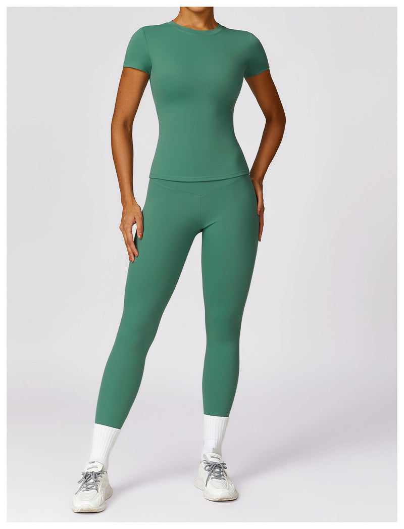 Nova – Figurbetontes Kurzarm-Top-Set mit High-Rise-Leggings