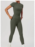 Nova – Figurbetontes Kurzarm-Top-Set mit High-Rise-Leggings