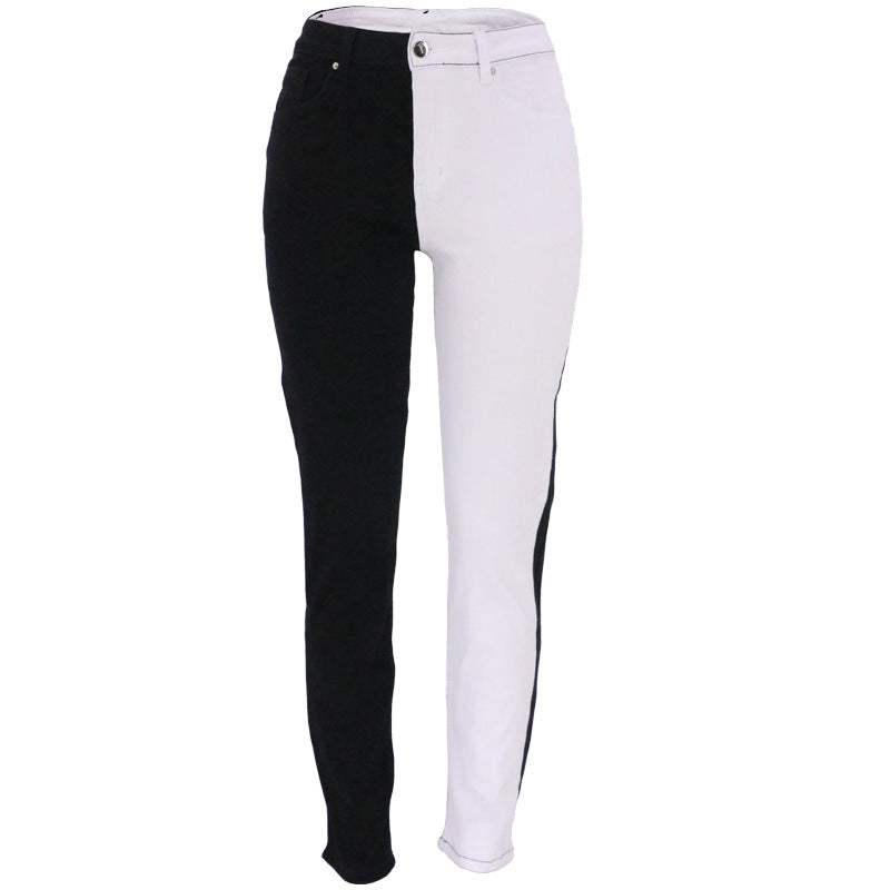 Clara – Stylische zweifarbige Hohe Taille Hose mit schmaler Passform und Taschen