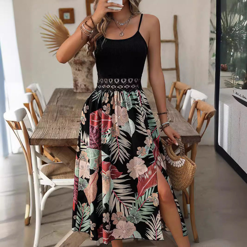 Selina – Stilvolles ärmelloses bedrucktes Kleid mit Spaghettiträgern