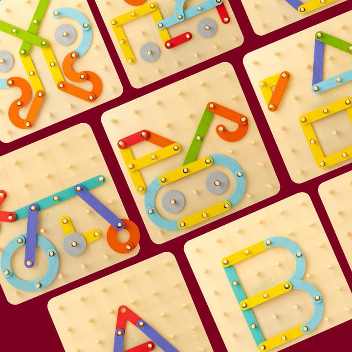 PuzzleCraft – Pädagogisches Puzzle Spielbrett mit geometrischen Formen und passenden Karten