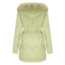 Emma - Langärmelig Pelz Kapuze Mantel Mit Reißverschluss