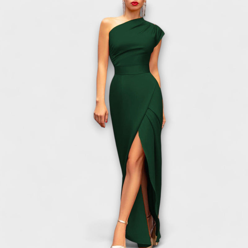 Melanie – Modisches ärmelloses Eine Schulter Maxikleid mit seitlichem Schlitz