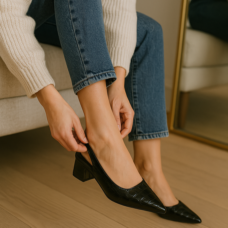 Julia – Bequeme spitze Zehenschuhe mit dickem Absatz und rutschfestem Entwerfen