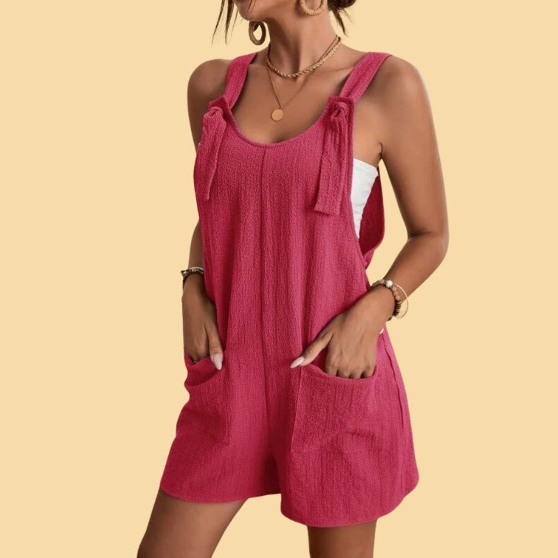 Pauline - Lässiger kurzer Jumpsuit mit Schulterträgern und Taschen