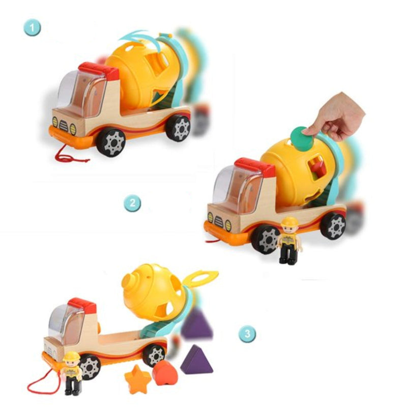 SortTruck - Pädagogischer Muldenkipper mit Formensortierung und Spinning Mixer für Kinder