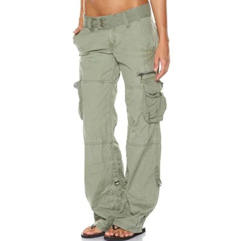Emilia - Modische Cargo Hose mit geradem Bein mehreren Taschen und lockerer Passform