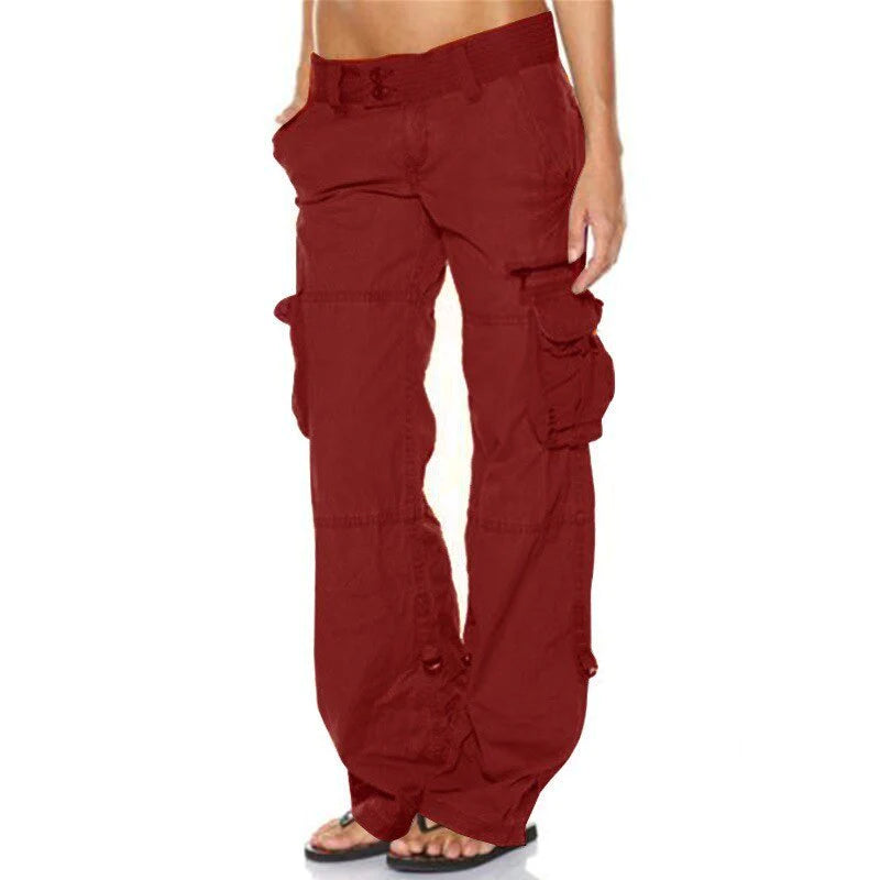 Emilia - Modische Cargo Hose mit geradem Bein mehreren Taschen und lockerer Passform