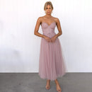 Tanja - Luxuriöses ärmelloses Midikleid mit Schulter Spaghettiträgern