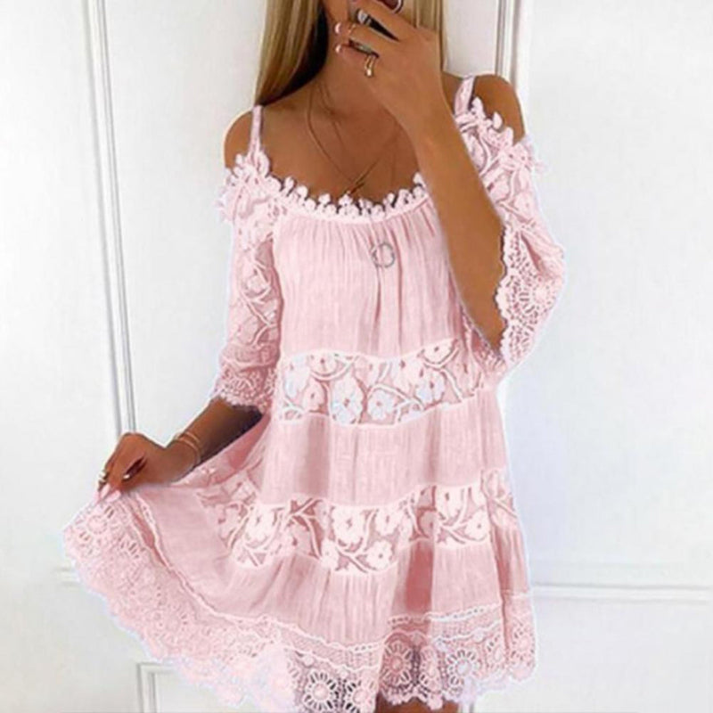 Noemi – Stylisches Midikleid mit kurzen Ärmeln und bequemer Passform
