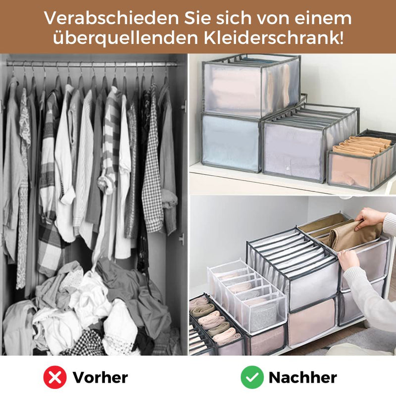 StackEase - Faltbare Schrank Organisationsbox mit Fächern für Kleidung und Zubehör
