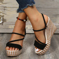 Miriam - Modische offene Sandalen mit Knöchelschnalle und dickem Keilabsatz