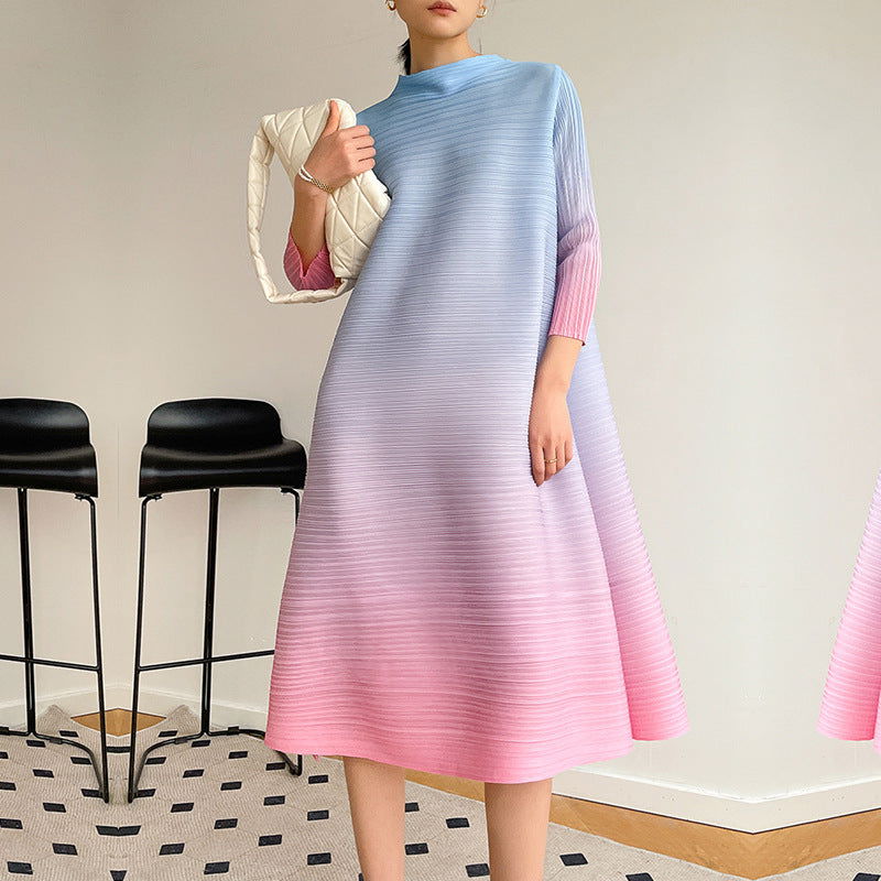 Ava - lässiger runder Hals Midi-Kleid mit drei Viertel Ärmel
