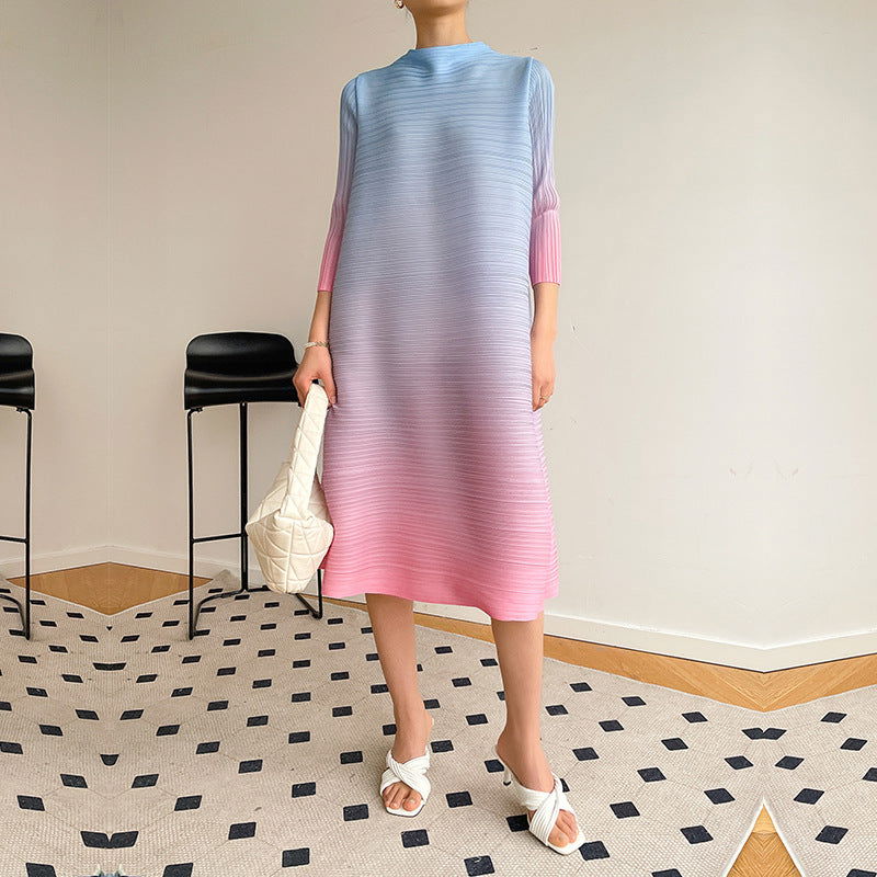 Ava - lässiger runder Hals Midi-Kleid mit drei Viertel Ärmel