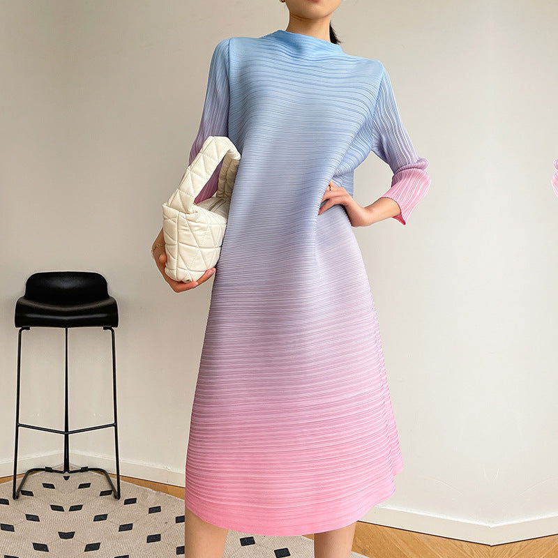 Ava - lässiger runder Hals Midi-Kleid mit drei Viertel Ärmel
