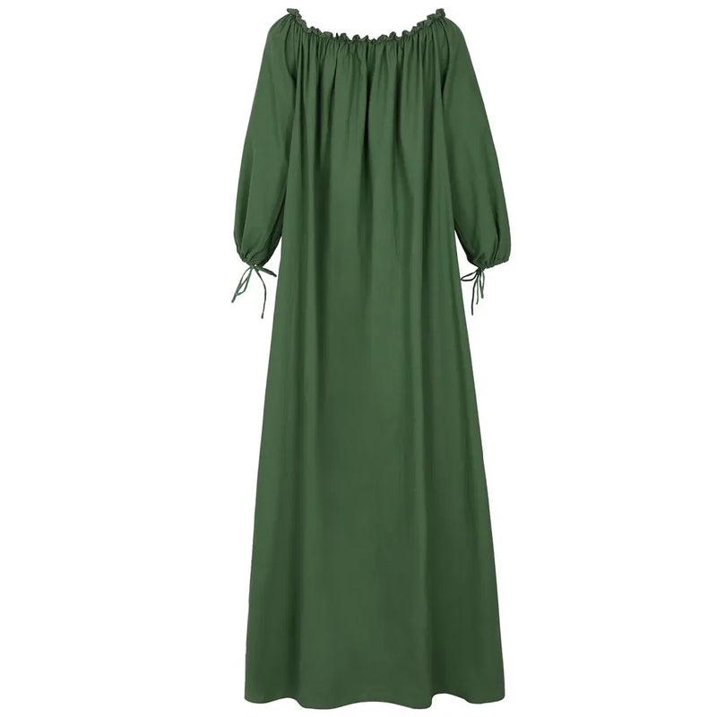 Emma - Elegantes schulterfreies Kleid mit lockerer Passform und langen Ärmeln