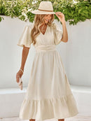 Anna - Elegantes Boho Maxikleid Mit Kurzen Ärmeln