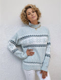 Marie - Lässiger Rundhals Pullover mit Schneemuster und langen Ärmeln