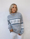 Marie - Lässiger Rundhals Pullover mit Schneemuster und langen Ärmeln