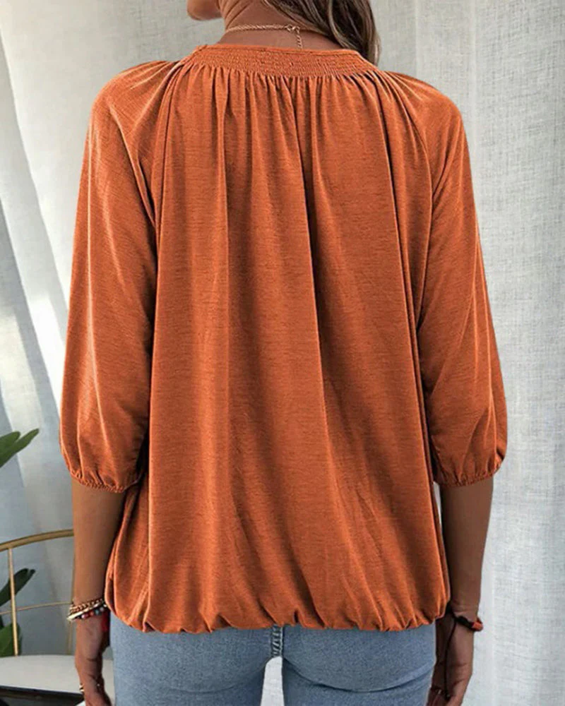 Daria – Locker sitzende Bluse mit Rundhalsausschnitt und kurzen Ärmeln