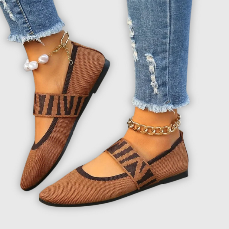 Nina - Eleganter geometri Schuhe Diagonalriemenschuh mit gepolsterter Sohle