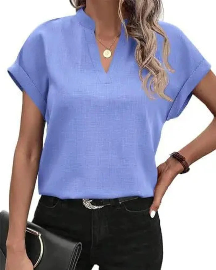 Lily – Klassisches Kurzarm Top Mit V Ausschnitt