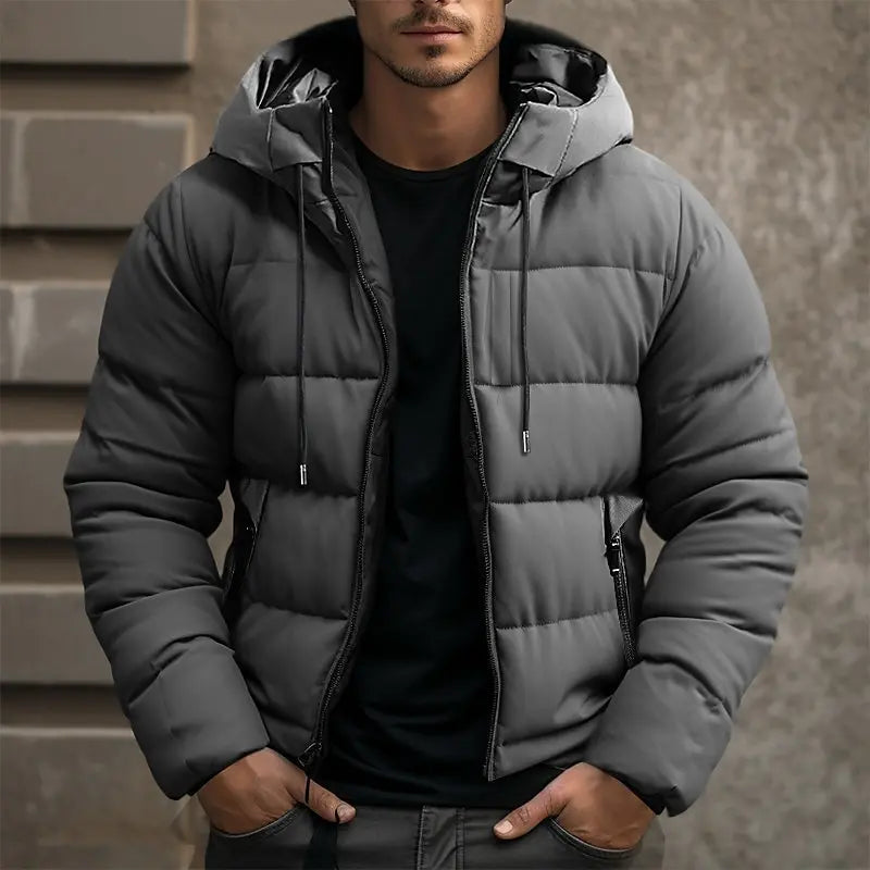 Theo - Langärmelige Kapuze Pufferjacke Mit Reissverschluss