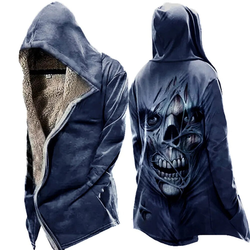 Axel - Langärmelig Kapuze Jacke Mit Weinlese Schädel Drucken