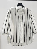 Amelia – Entspannte Streifenblusen mit Knopfleiste und modernem Saum