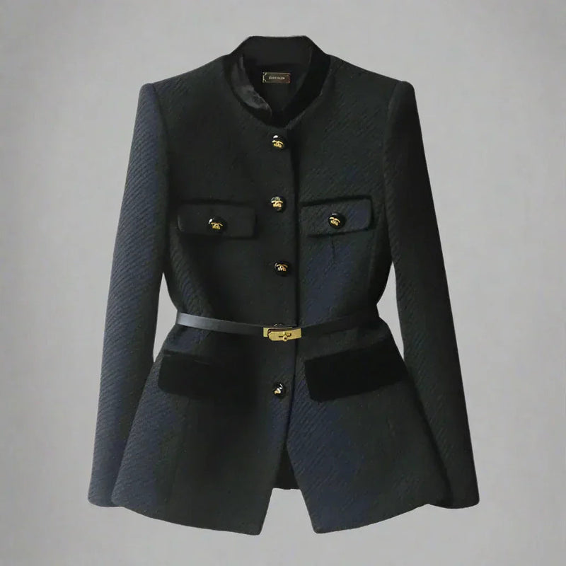 Sima – Eleganter Langarm Blazer mit Taschen Knöpfen und verstellbarem Gürtel