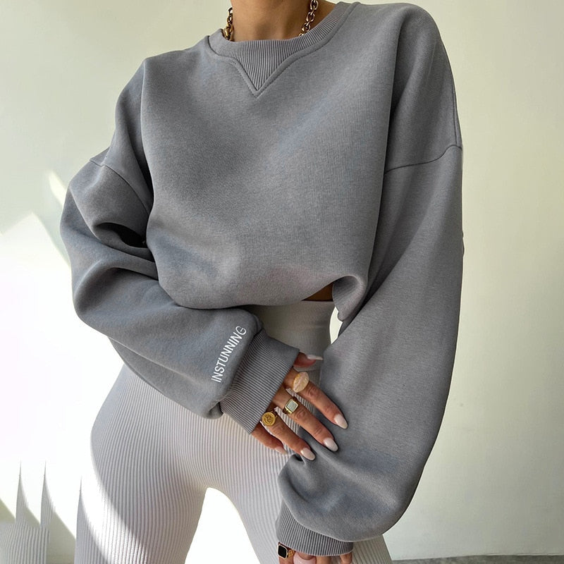 Evelyn - Langärmelig Überdimensionale Rundhalsausschnitt Sweatshirt