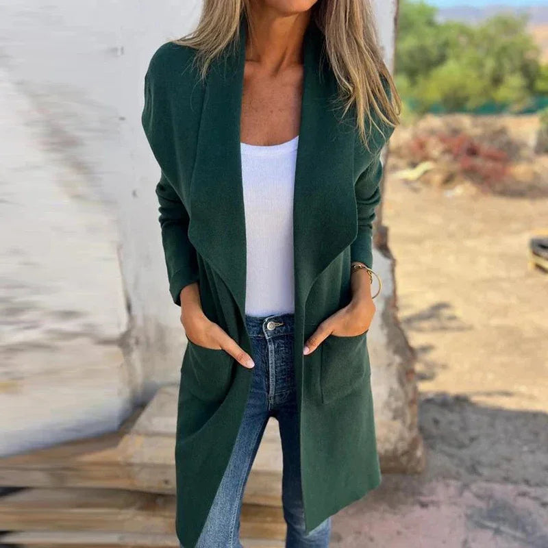 Clara - Langärmelig Strickjacke Mantel Mit Taschen