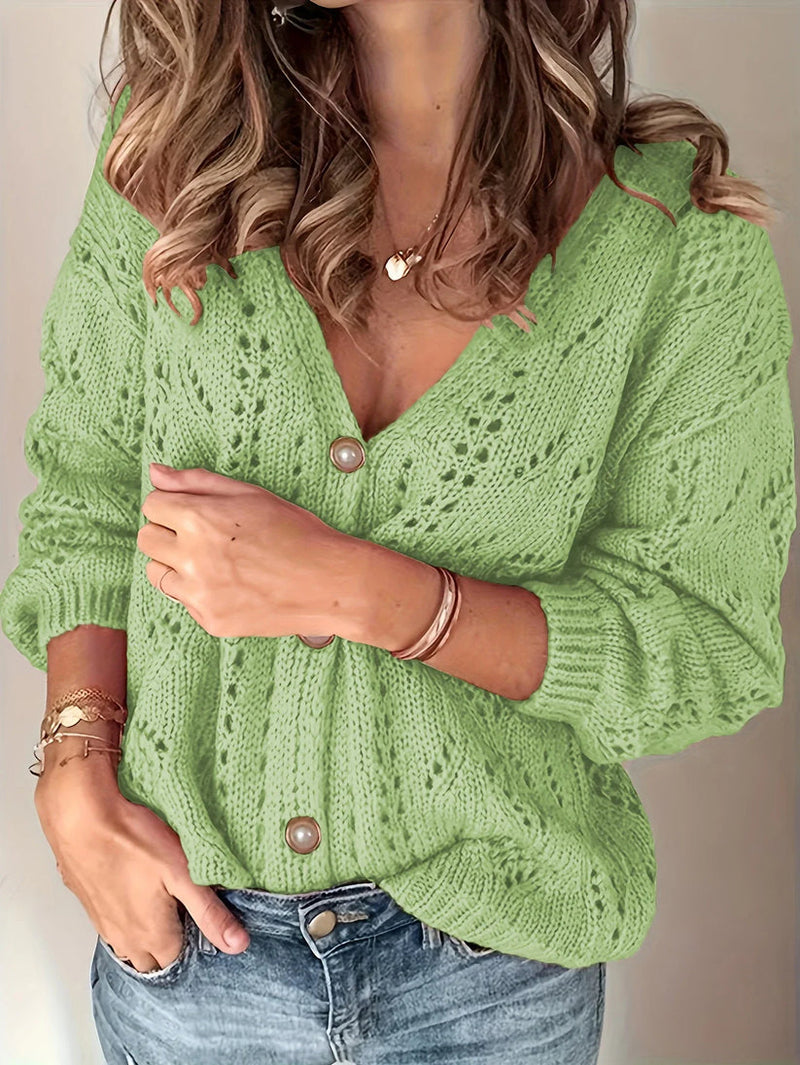 Helena - Warme langärmelige Gestrickte Strickjacke mit Knöpfen