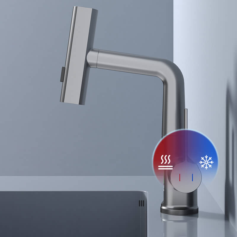 AquaGlide – Intelligenter digitaler Waschtischhahn mit drehbarem Kopf und LED Temperaturanzeige
