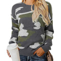 Zoe - Lässiger Langarm Rundhals Pullover mit  Camouflage Drucken