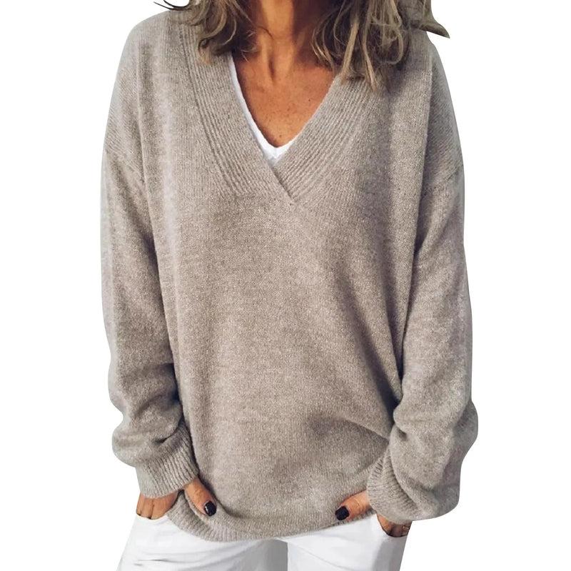 Mia - Warmer V Ausschnitt Langärmelig Pullover