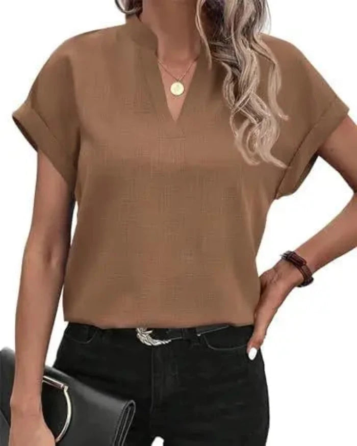 Lily – Klassisches Kurzarm Top Mit V Ausschnitt