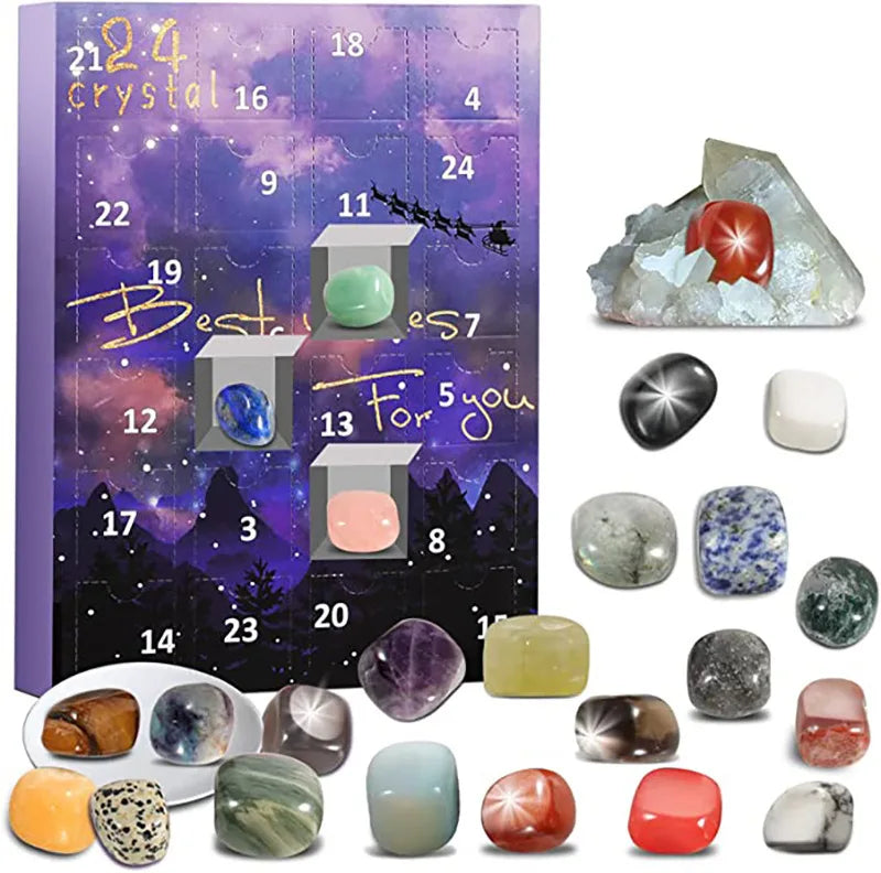 CrystalQuest - Magisch Edelstein Advent Kalender Mit Edelsteine