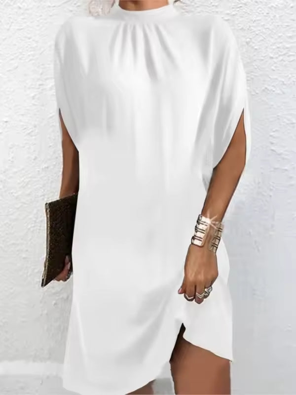 Mila - Elegantes knielanges Kleid mit Rundhalsausschnitt und kurzen Ärmeln