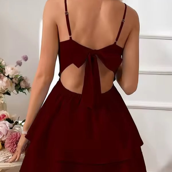 Emma – Lässiges ärmelloses Minikleid mit Spaghettiträgern und Schleifendesign hinten