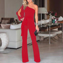 Amelie – Eine Schulter Schlanke Passform Jumpsuit mit offenen Ärmeln für einen modernen Look