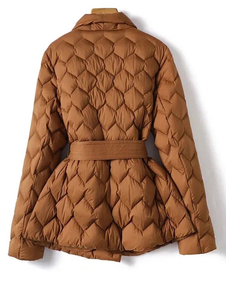 Elke - Langärmelig Gürtel Jacke Mit Taschen