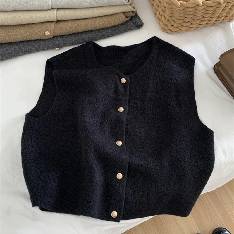 Clara - Weicher und warmer ärmelloser Pullover mit Rundhalsausschnitt