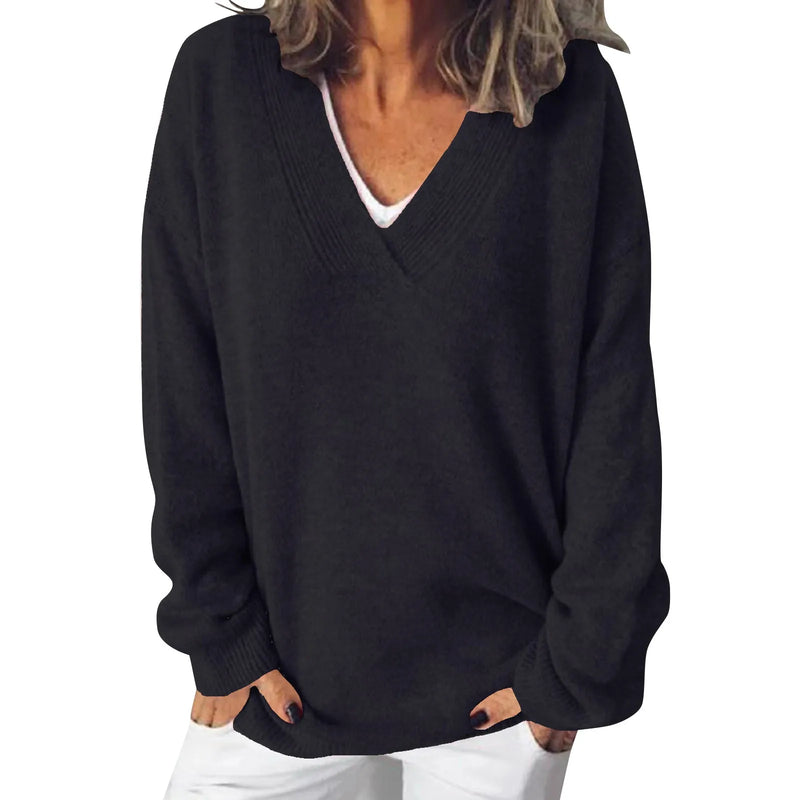 Mia - Warmer V Ausschnitt Langärmelig Pullover