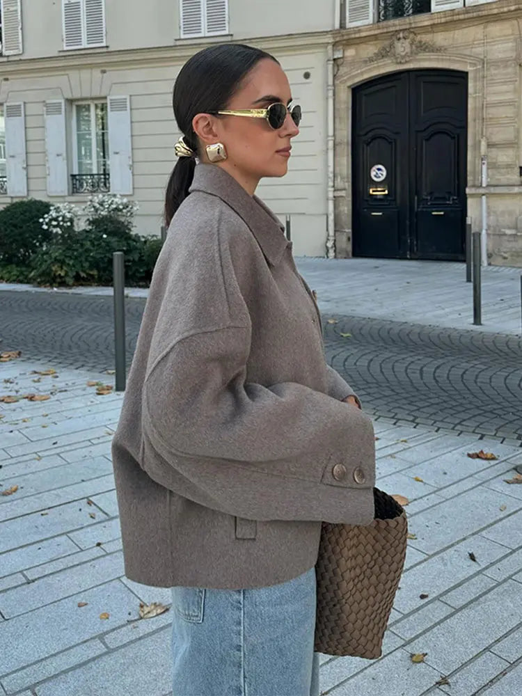 Gisela - Warm Langärmelig Jacke Mit Knöpfen