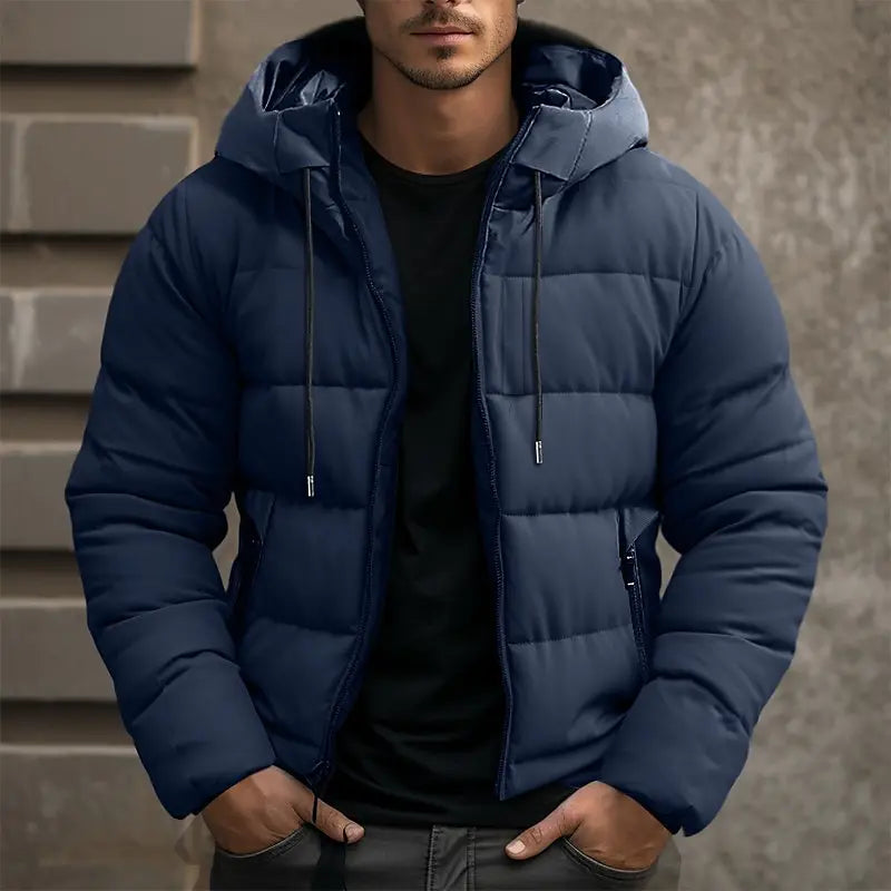 Theo - Langärmelige Kapuze Pufferjacke Mit Reissverschluss