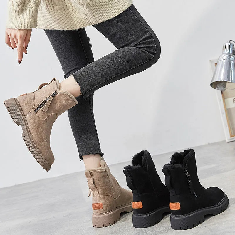 Amina – Warme Stiefeletten mit seitlichem Reißverschluss und rutschfester Sohle